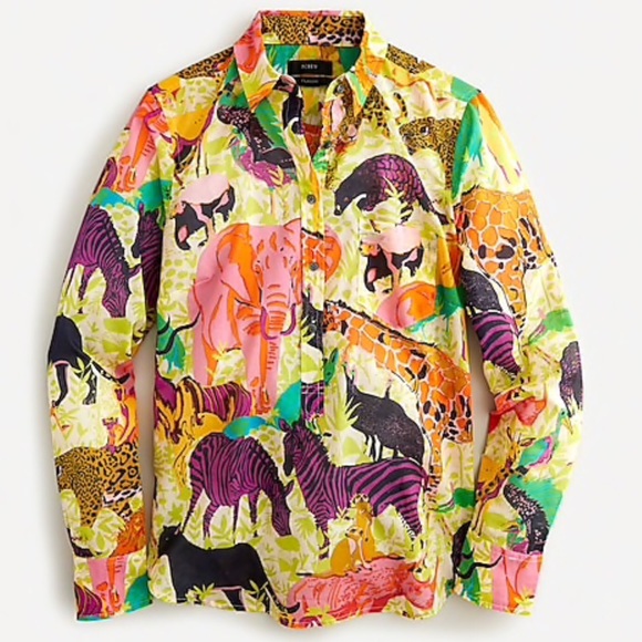 J. Crew Tops - NWT J.Crew Classic Popover Shirt Ratti Safari 6